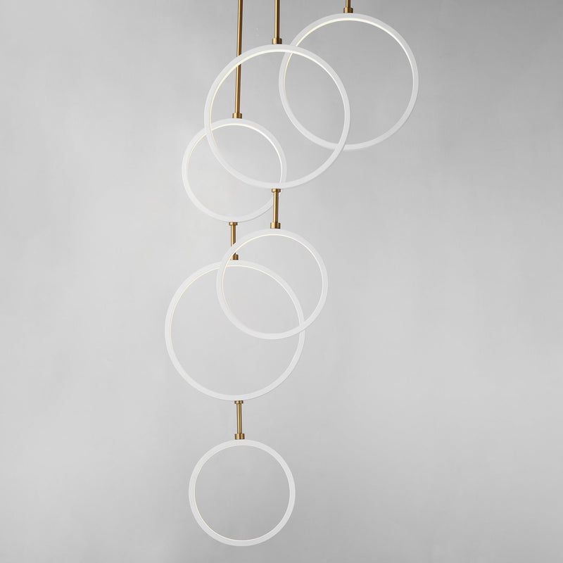 Hoopla 6-Light LED Pendant in White / Gold