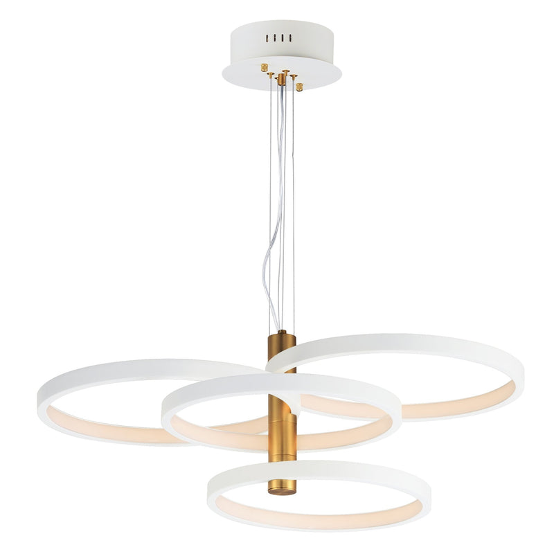 Hoopla 4-Light LED Pendant in White / Gold