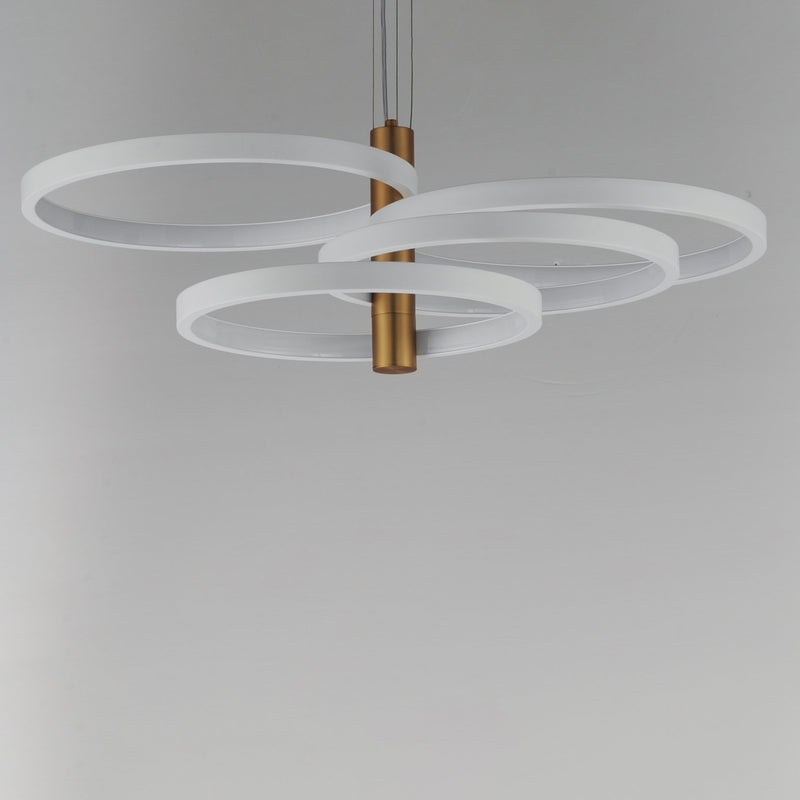 Hoopla 4-Light LED Pendant in White / Gold