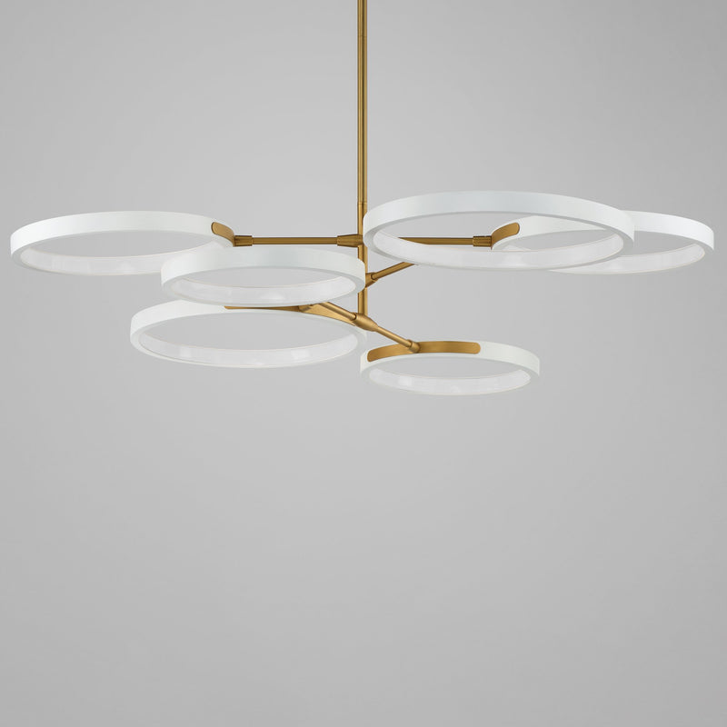 Hoopla 6-Light LED Chandelier in White / Gold