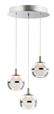 Swank 3-Light LED Pendant in Polished Chrome
