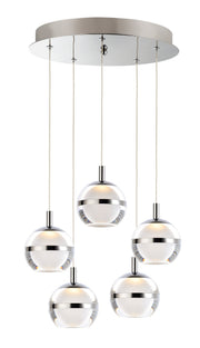 Swank 5-Light LED Pendant in Polished Chrome
