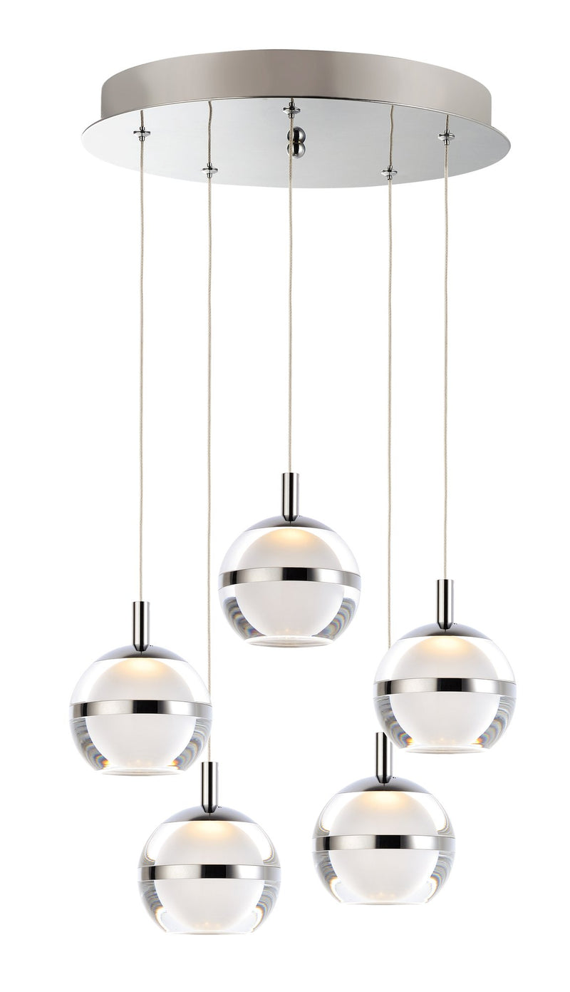 Swank 5-Light LED Pendant in Polished Chrome