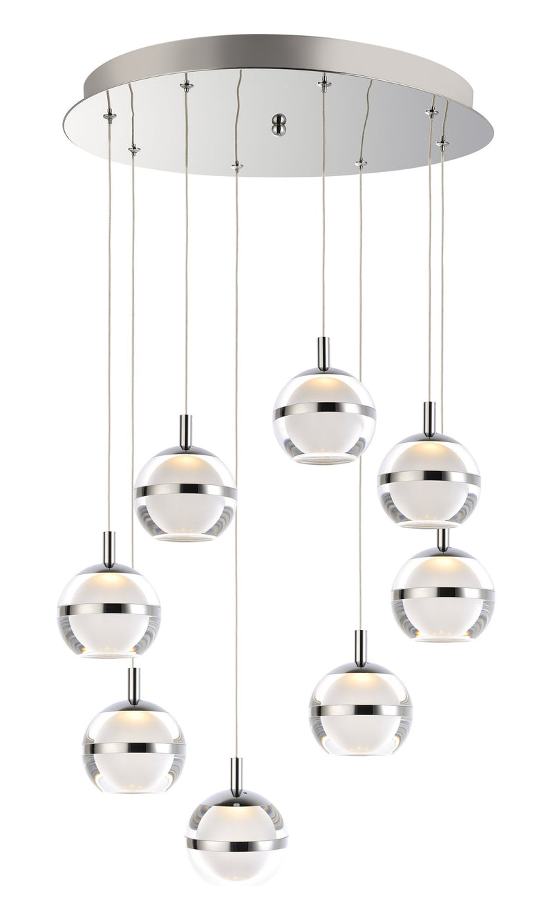 Swank 8-Light LED Pendant in Polished Chrome