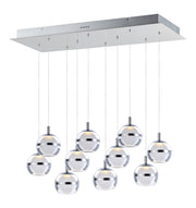 Swank 10-Light LED Linear Pendant in Polished Chrome