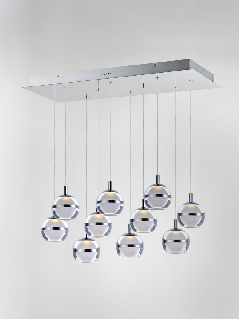 Swank 10-Light LED Linear Pendant in Polished Chrome
