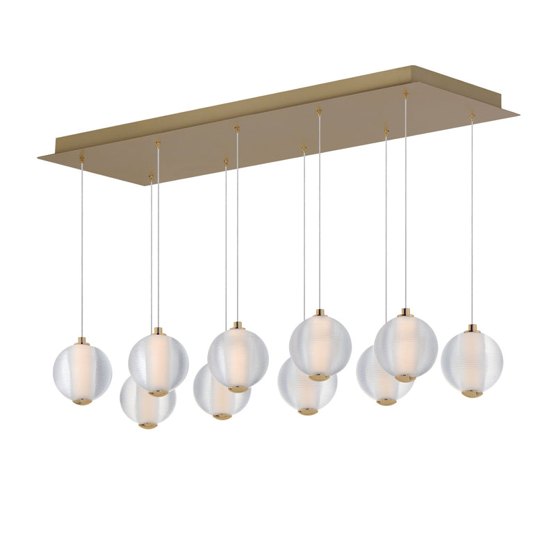 Rhythm 10-Light LED Pendant in Gold