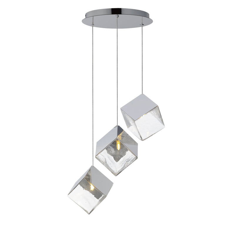 Ice Cube 3-Light LED Pendant in Polished Chrome