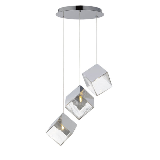 Ice Cube 3-Light LED Pendant in Polished Chrome