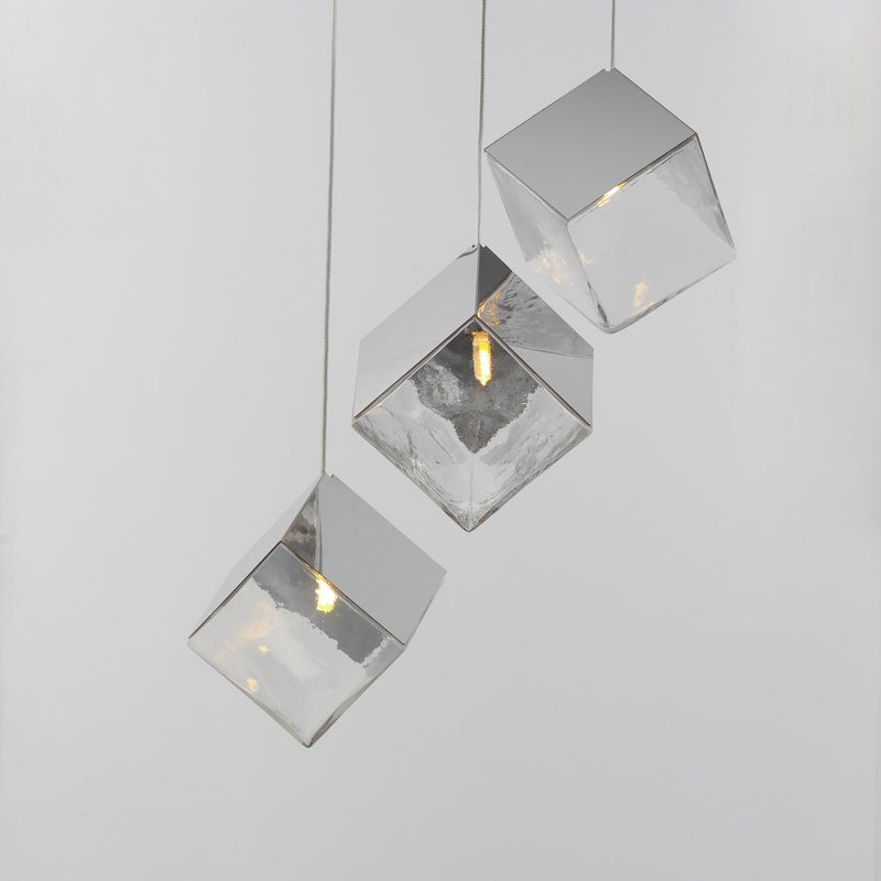 Ice Cube 3-Light LED Pendant in Polished Chrome