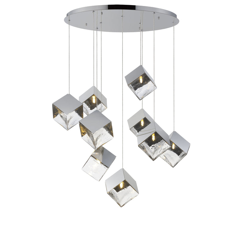 Ice Cube 9-Light LED Pendant in Polished Chrome