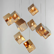 Ice Cube 9-Light LED Pendant in French Gold