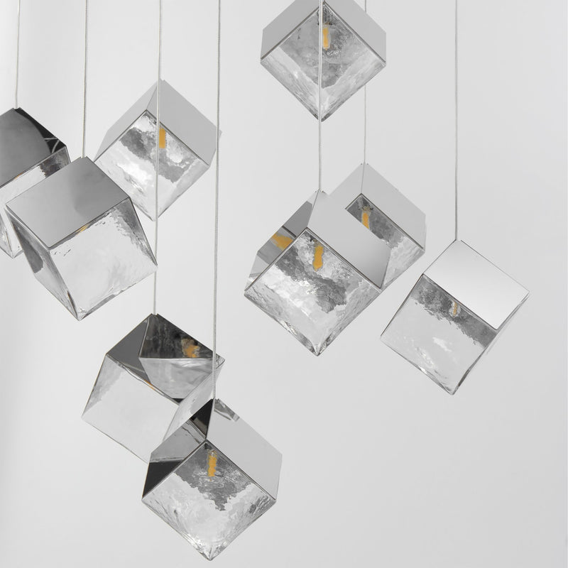 Ice Cube 9-Light LED Pendant in Polished Chrome