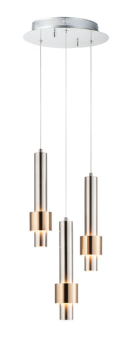 Reveal 3-Light LED Pendant in Satin Nickel / Satin Brass