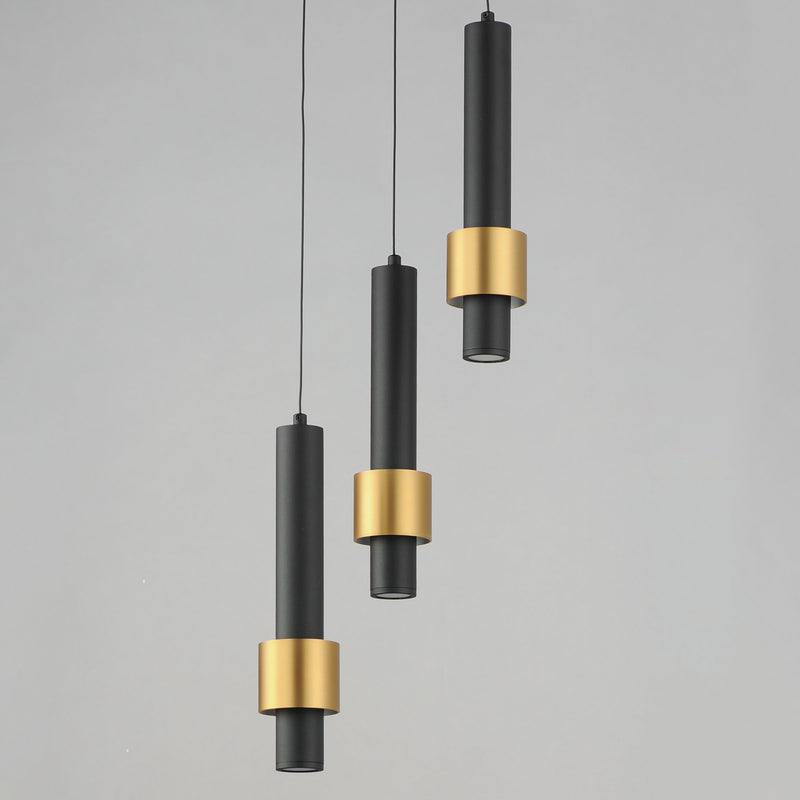 Reveal 3-Light LED Pendant in Black / Gold