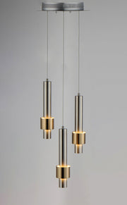 Reveal 3-Light LED Pendant in Satin Nickel / Satin Brass