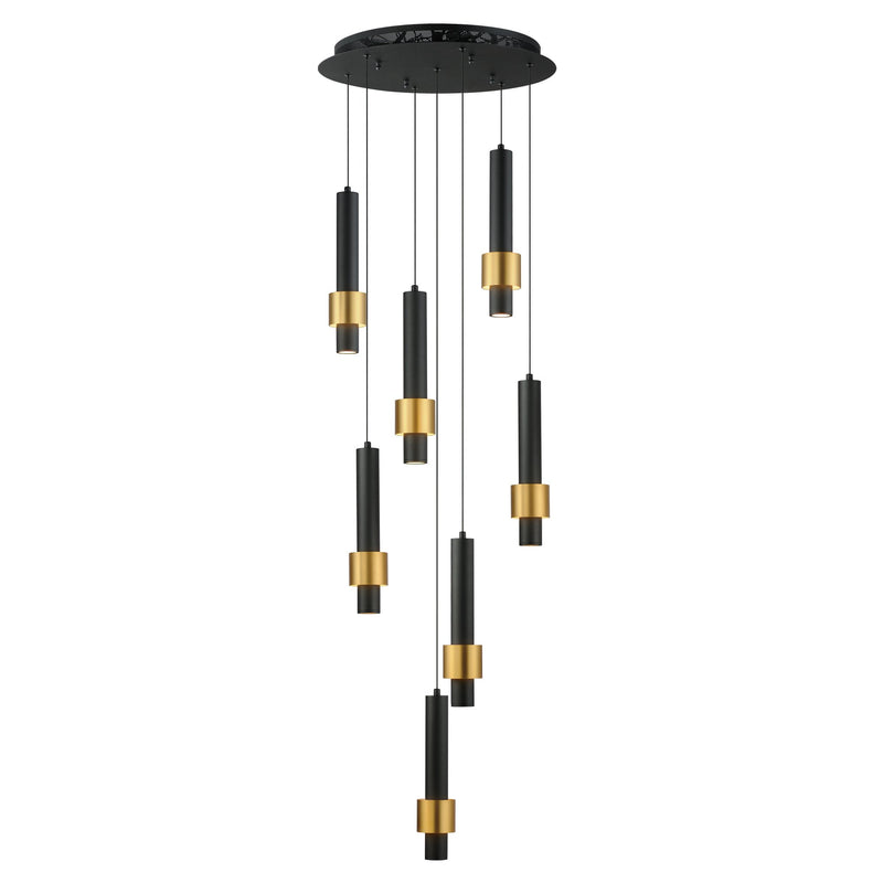 Reveal 7-Light LED Pendant in Black / Gold