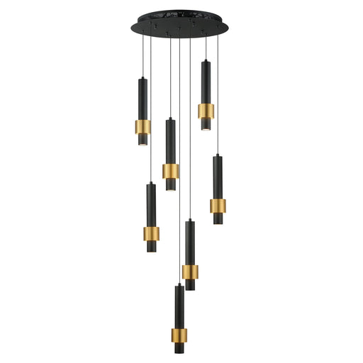 Reveal 7-Light LED Pendant in Black / Gold