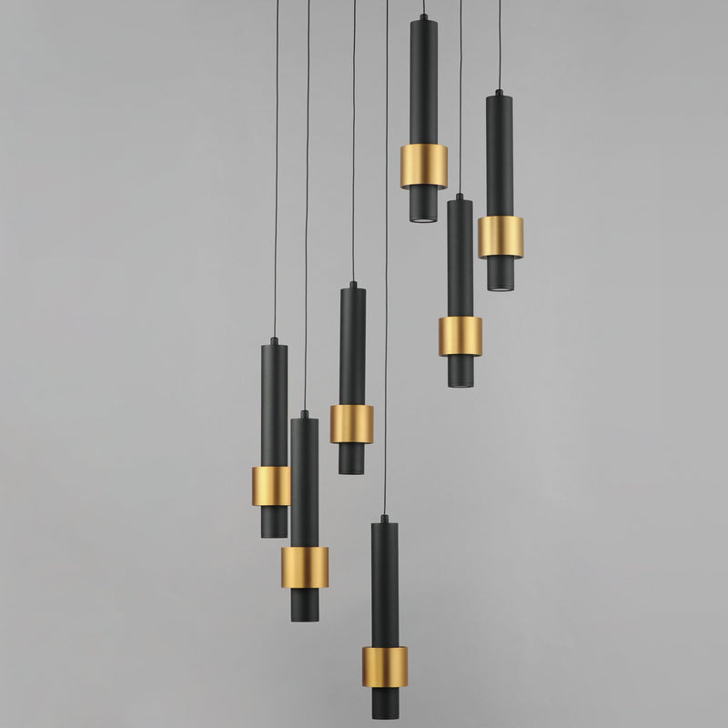 Reveal 7-Light LED Pendant in Black / Gold