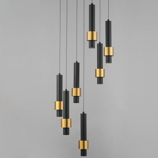 Reveal 7-Light LED Pendant in Black / Gold