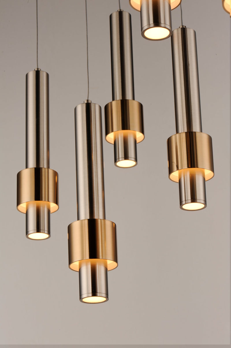 Reveal 7-Light LED Pendant in Satin Nickel / Satin Brass