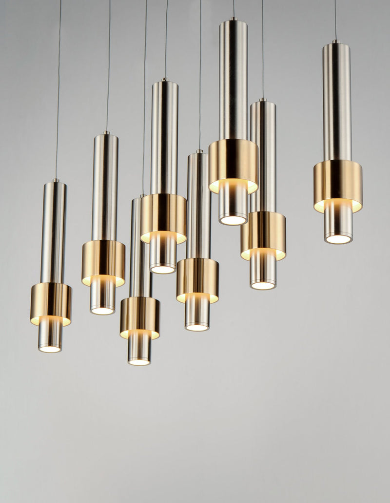 Reveal 8-Light LED Pendant in Satin Nickel / Satin Brass