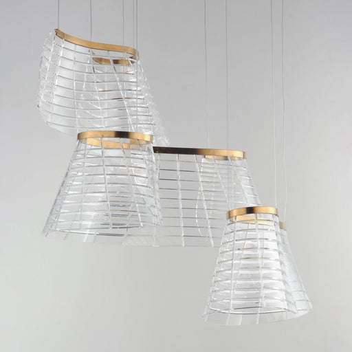 Tartan 3-Light LED Pendant in Brushed Champagne