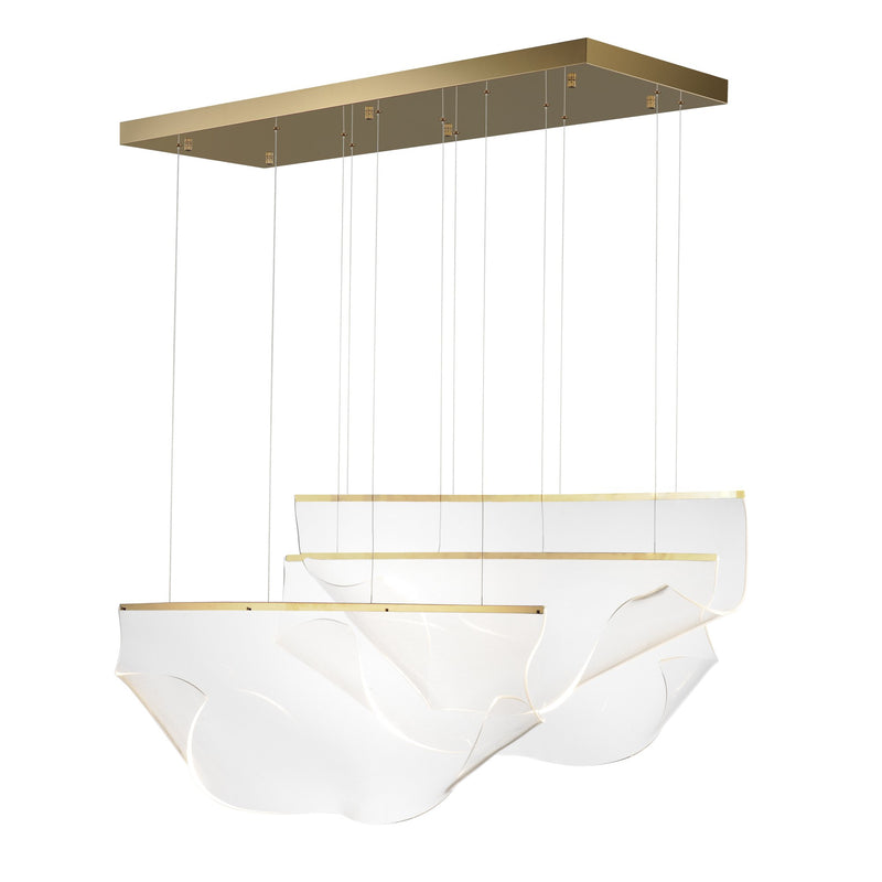 Rinkle 3-Light Linear LED Pendant in French Gold