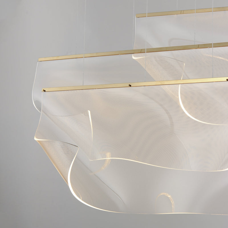 Rinkle 3-Light Linear LED Pendant in French Gold