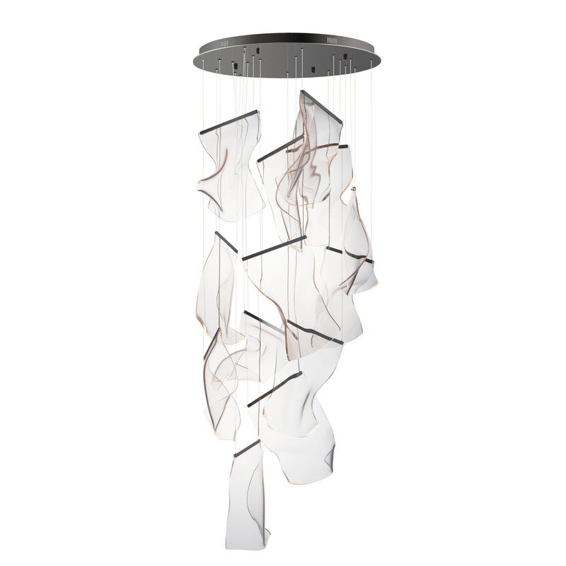 Rinkle 28" 14-Light LED Pendant in Brushed Gunmetal