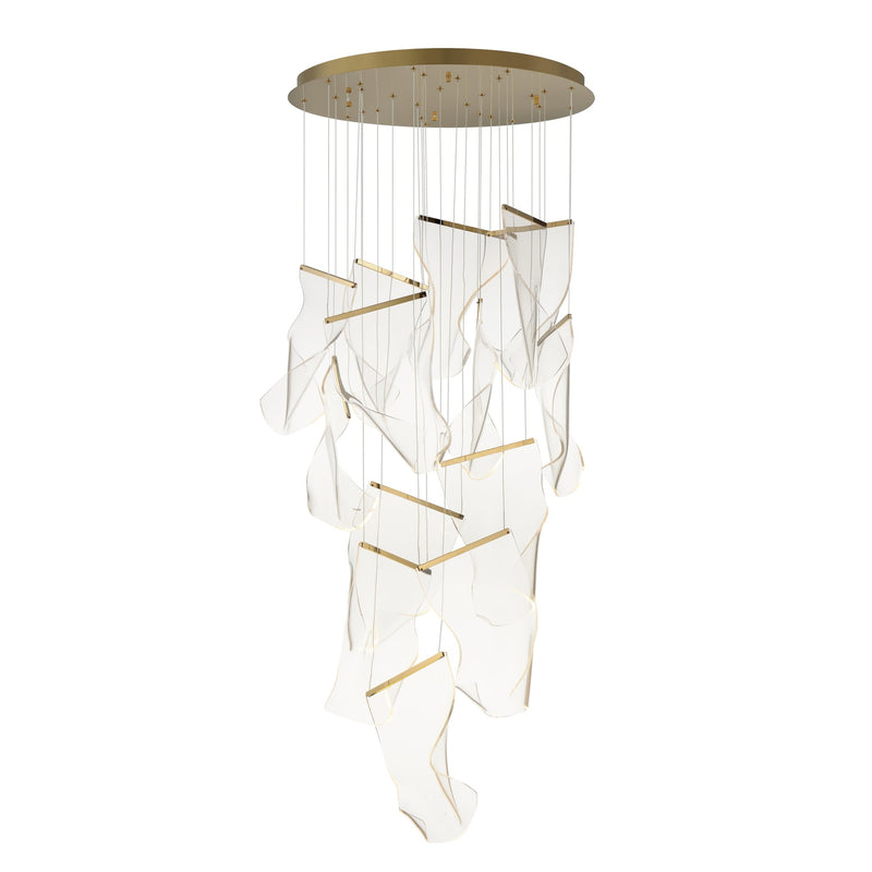 Rinkle 28" 14-Light LED Pendant in French Gold
