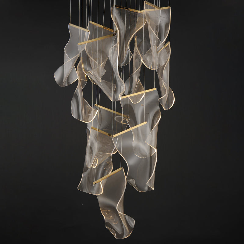 Rinkle 28" 14-Light LED Pendant in French Gold
