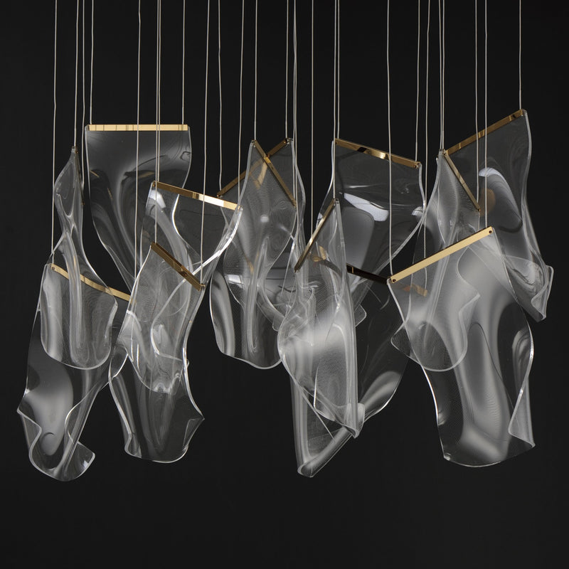 Rinkle Rectilinear LED Pendant in French Gold
