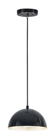 Hemisphere 1-Light 9" LED Pendant in Gloss Black / Aluminum