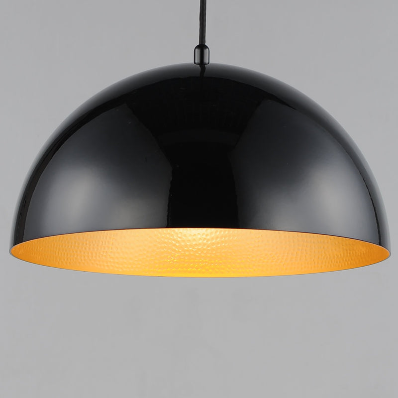Hemisphere 1-Light 14" LED Pendant in Gloss Black / Gold