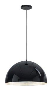 Hemisphere 1-Light 24" LED Pendant in Gloss Black / Aluminum