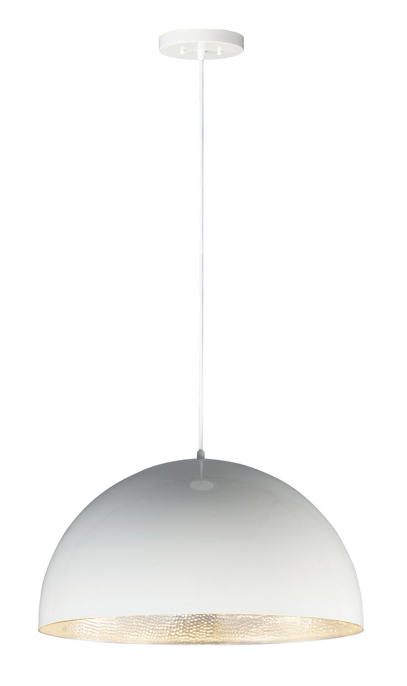 Hemisphere 1-Light 24" LED Pendant in Gloss White / Aluminum