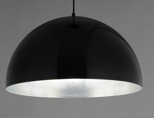 Hemisphere 1-Light 24" LED Pendant in Gloss Black / Aluminum