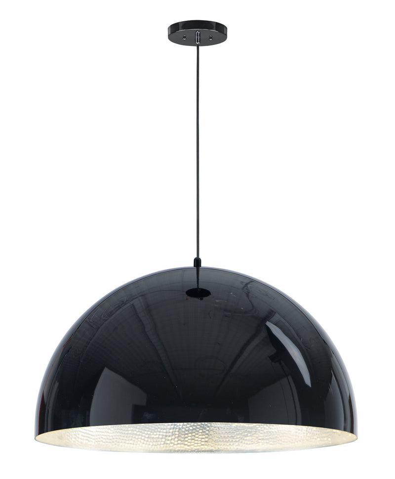 Hemisphere 1-Light 31" LED Pendant in Gloss Black / Aluminum