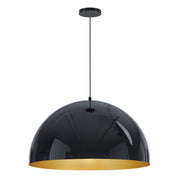 Hemisphere 1-Light 31" LED Pendant in Gloss Black / Gold