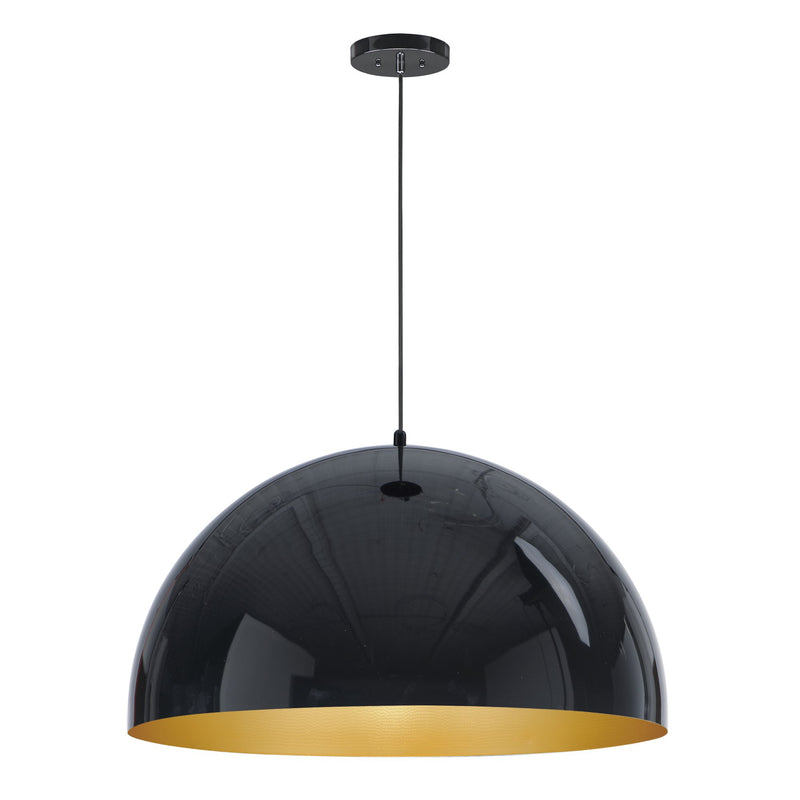 Hemisphere 1-Light 31" LED Pendant in Gloss Black / Gold