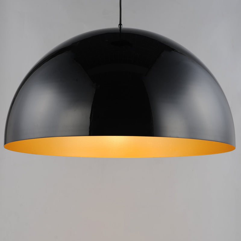 Hemisphere 1-Light 31" LED Pendant in Gloss Black / Gold