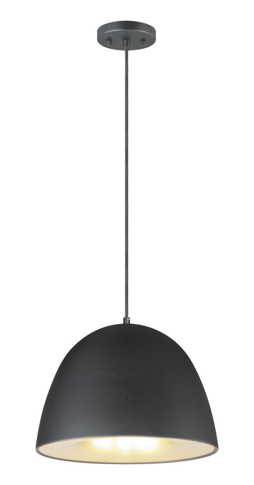 Fungo 16" LED Pendant in Black / Satin Brass