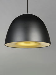 Fungo 16" LED Pendant in Black / Satin Brass