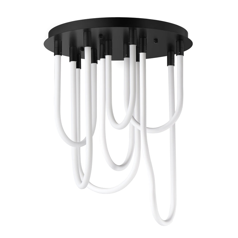Soleil 7-Light LED Round Flush Mount in Black