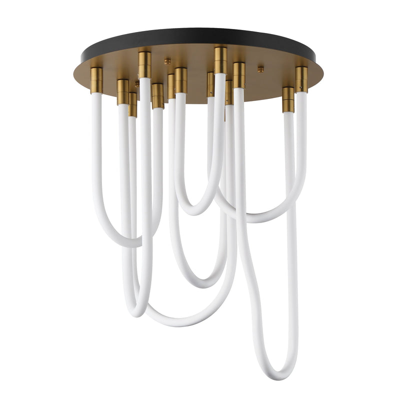 Soleil 7-Light LED Round Flush Mount in Natural Aged Brass