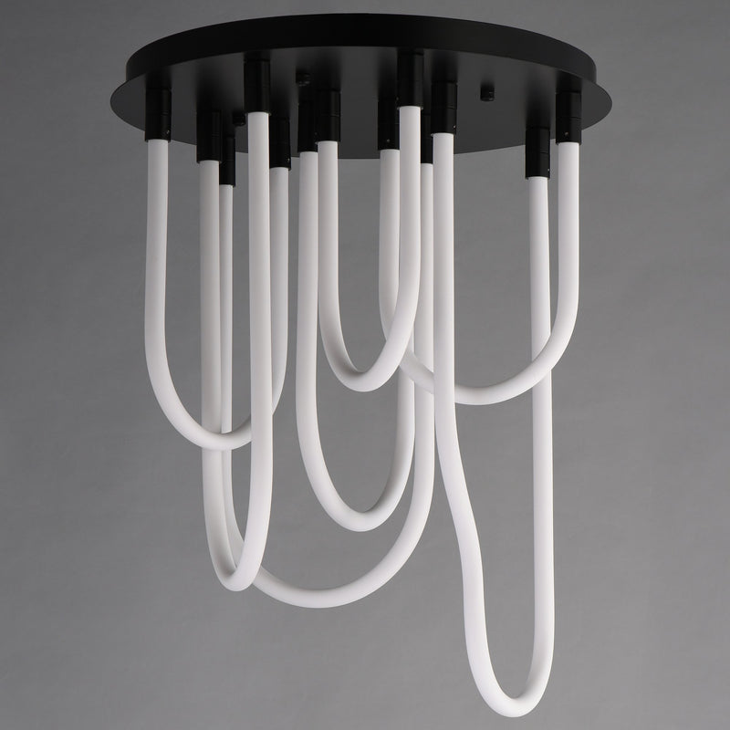 Soleil 7-Light LED Round Flush Mount in Black