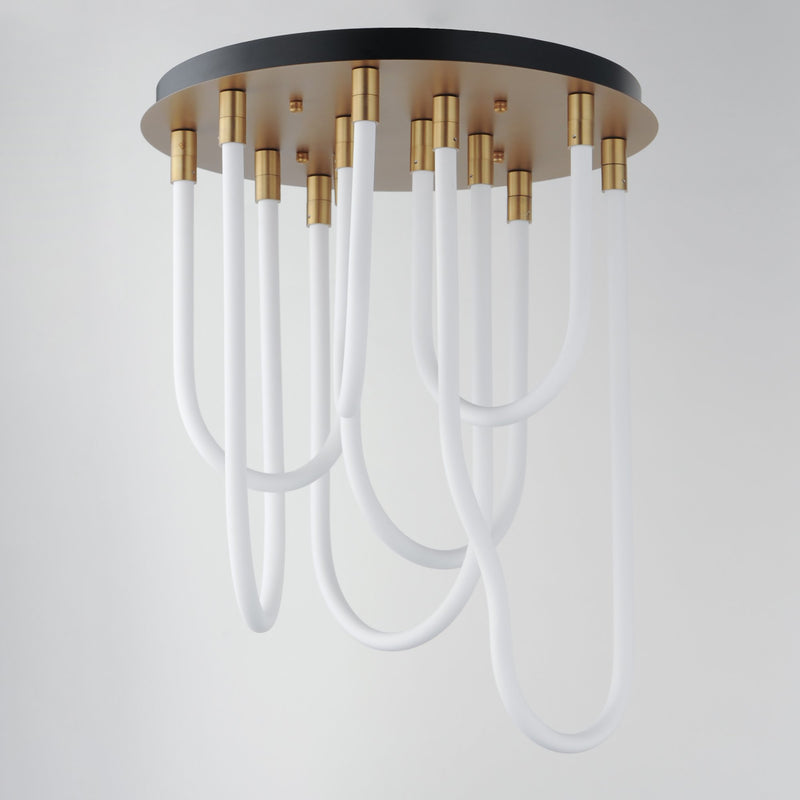 Soleil 7-Light LED Round Flush Mount in Natural Aged Brass