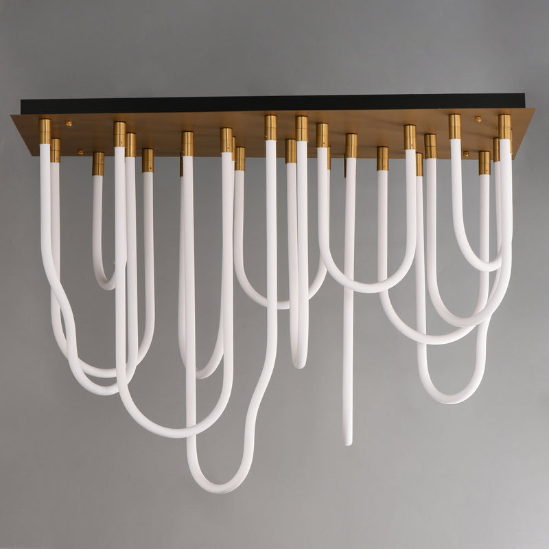 Soleil 14-Light LED Square Flush Mount in Natural Aged Brass
