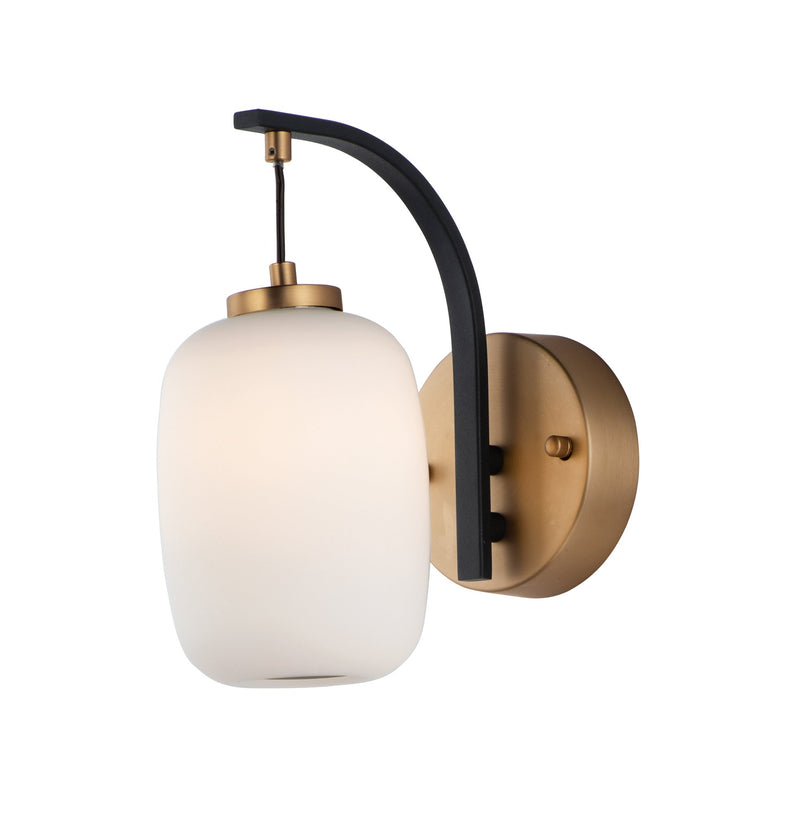 Soji 10.25" Tall LED Arm Wall Sconce in Black / Gold
